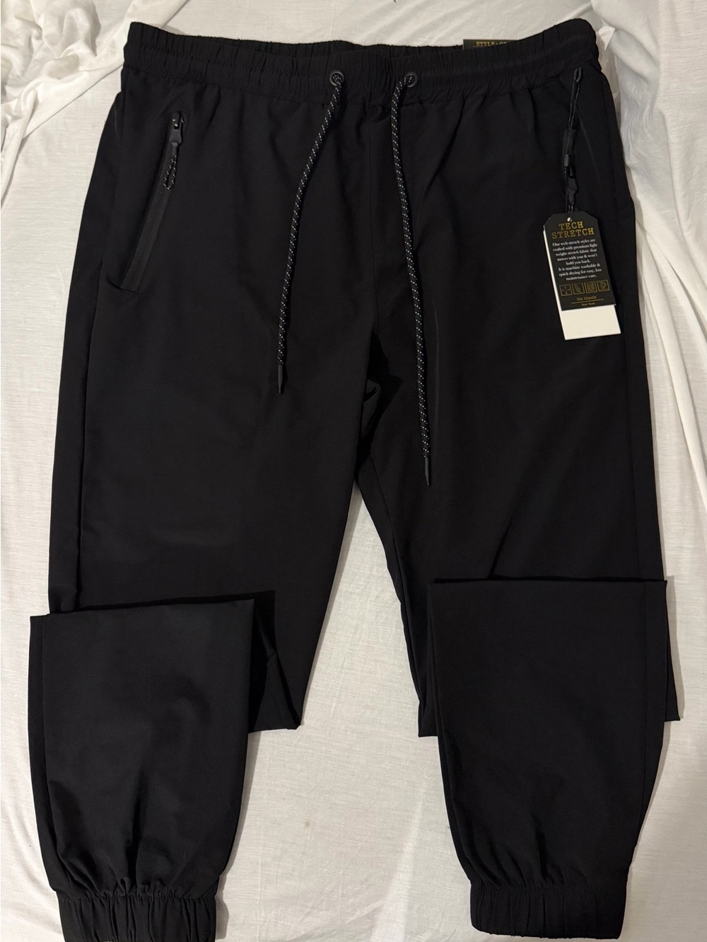 Men's Black Performance Jogger Pants with Drawstring